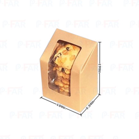 (50 อัน)กล่องคุ้กกี้คอนเฟลก 10 x 7.5 x 19 ซม. ฝาเฉียง สีวอลนัท/สีบรอนซ์ทอง/สีชมพูจุด