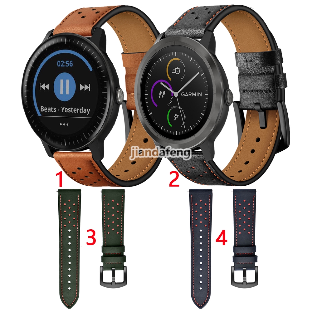 สายนาฬิกาข้อมือ สายหนังวัวแท้ แฟชั่น สําหรับ Garmin Vivoactive 5 3 Music Trainer