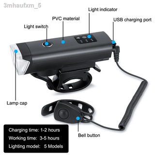 ไฟจักรยานมาตรฐานเยอรมันAnti-Glareเหนี่ยวนำจักรยานไฟหน้ากระดิ่งจักรยาน2 In 1โคมไฟยูเอสบีแบบชาร์จไฟได้กับHorn