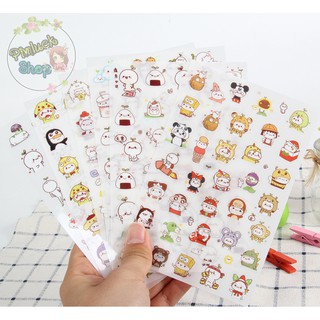 พร้อมส่ง สติ๊กเกอร์ DIY hong-e dding-gu set 6  แผ่น Hong2 &amp; Dding9 Stickers - 6 Sheets สติกเกอร์