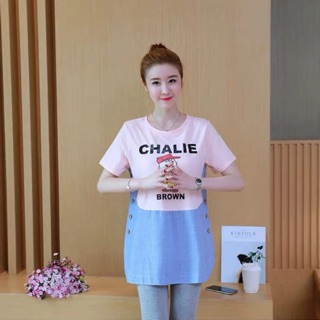 เสื้อยืดสีชมพู/เทา/กรมท่า/ลายการ์ตูนใส่ได้ถึงคลอดค่ะ