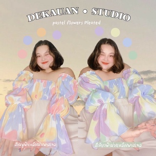 pastel flowers Pleated top plussize เกาะอกพลัสไซส์ ลายดอกไม้