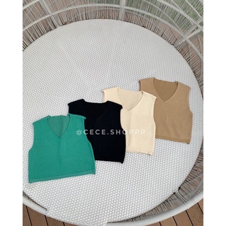 CECE.SHOPPP | V-neck Knit Crop Tank Top #CECE185