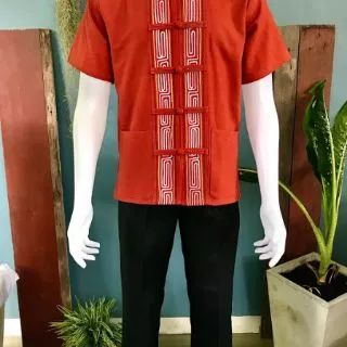 เสื้อผ้าไทยพื้นเมืองชาย ผ้าฝ้ายพื้นเมืองคอจีนแต่งเชือกแขนสั้นใส่ออกงานใส่ทำงานอก 40,42,44,46,48,50,52,54,56