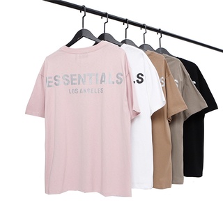 ❤❀ [พร้อมส่ง] ❤ Fog ESSENTIALS เสื้อยืดคู่รัก ผ้าฝ้าย แขนสั้น พิมพ์ลายตัวอักษร สะท้อนแสง