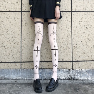 Japanese Girl Overknee Stockings Cross Strawberry Print Cartoon Sexy Thigh Stockings Summer Fashion Female Student Long Socks