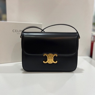 กระเป๋าสะพายข้าง ซิลีน TRIOMPHE BAG IN SHINY CAFT SKI อุปกรณ์ครบ ขนาด 23CM