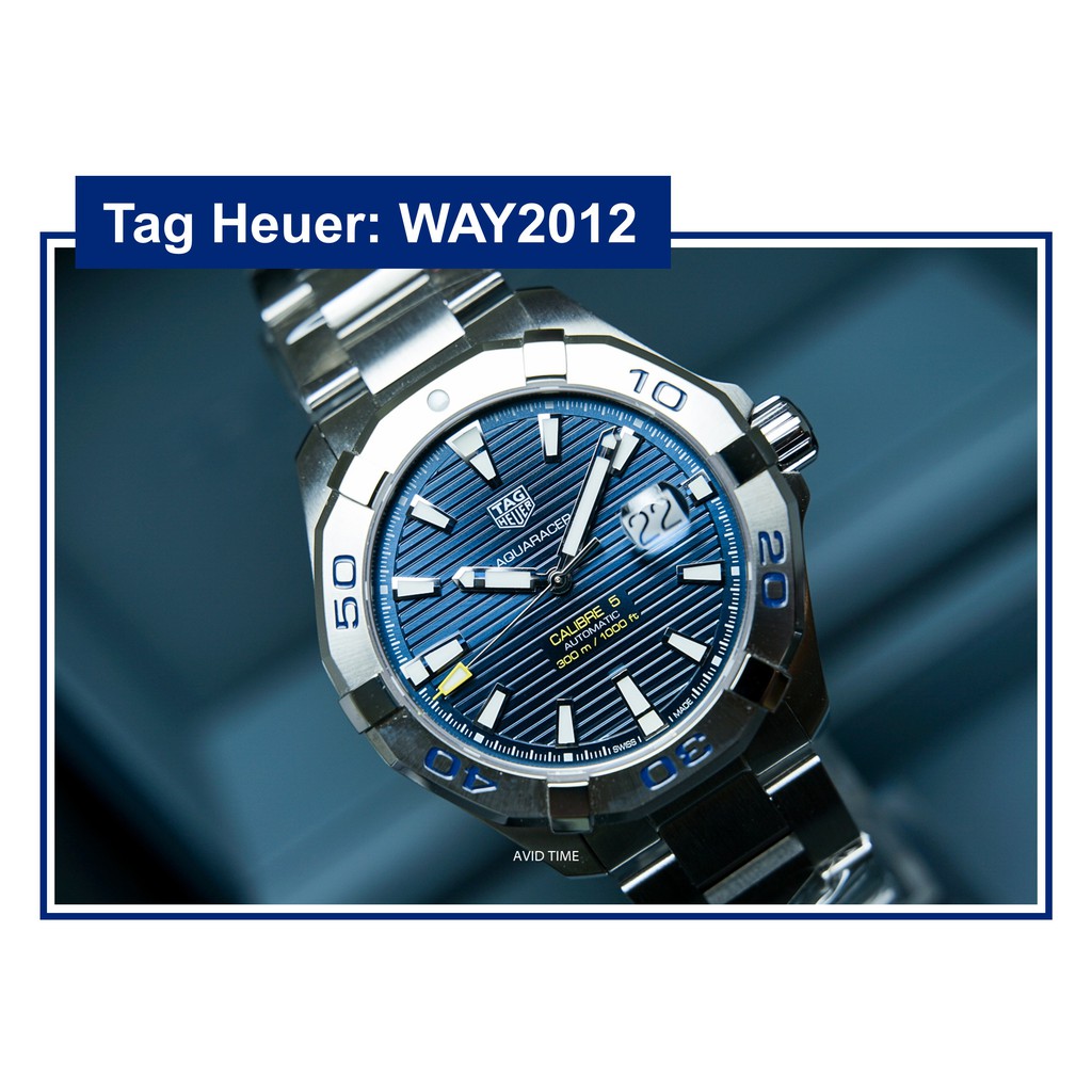 นาฬิกา แทคฮอยเออร์ Tag Heuer Aquaracer 43mm ออโต้ สีน้ำเงิน สตีล สายเหล็ก ประกันศูนย์ WAY2012 [Avid Time ของแท้ 100%]