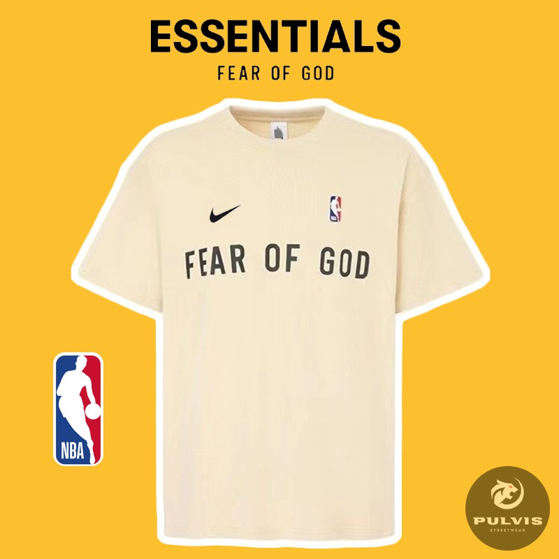 ️(คุณภาพกระจก] - เสื้อยืด Fear of God FOG x NBA Warm Up Tee Cream, เสื้อยืด FOG NBA, เสื้อยืด FOG NB
