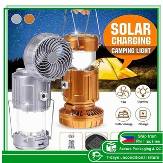 Solar Charging Fan Light Outdoor Lighting LED Camping Light  Power Emergency USB Charging Battery