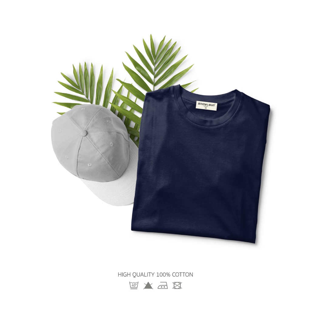 Snow&Sun เสื้อยืดคอกลมสีพื้น สีกรมท่า ผ้าคอตตอน 100% ผลิตเอง จากร้านดังในแพลตทินั่ม