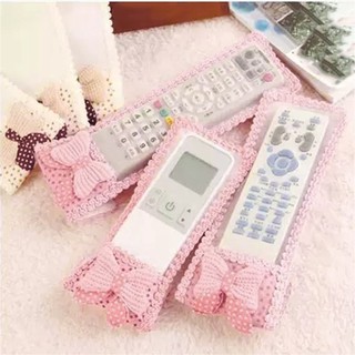 เคสกระเป๋ากันฝุ่นลายลูกไม้โบว์สําหรับใส่รีโมททีวีน่ารัก