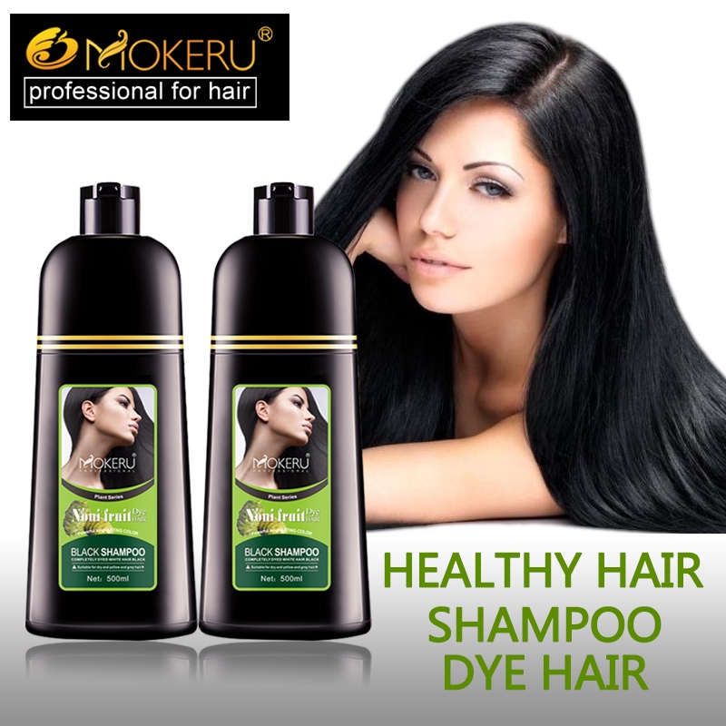 500ml Mokeru Long Lasting Fast Black Hair Shampoo Organic Pure Natural Oil  Essence Hair Dye Shampoo For Cover Gray White | Shopee Thailand
