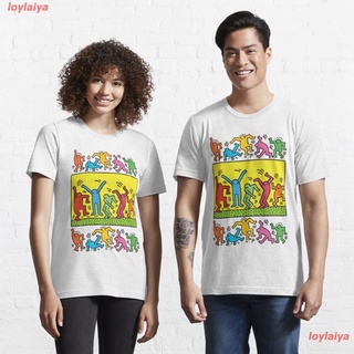 loylaiya KEITH HARING คีธ แฮริ่ง เสื้อพิมพ์ลาย Walk but dance Essential T-Shirt แนวสตรีท เสื้อยืดผู้หญิง เสื้อยืดผู้ชาย