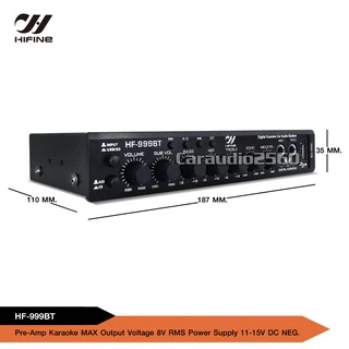 caraudio2560 ปรีไมค์พร้อมปรับเสียง รองรับ 2Mic มีบลูธูทในตัวUSB SD เสียงดี HF-999BT/MT-X704 เลือกได้