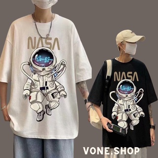 เสื้อยืดผ้าฝ้ายพิมพ์ลายแฟชั่น เสื้อยืดชาย NASA นักบินอวกาศคอกลม แขนสั้น แฟชั่น ยืดคอกลม national tideแขนสั้นเสื้อยืด ผ้า