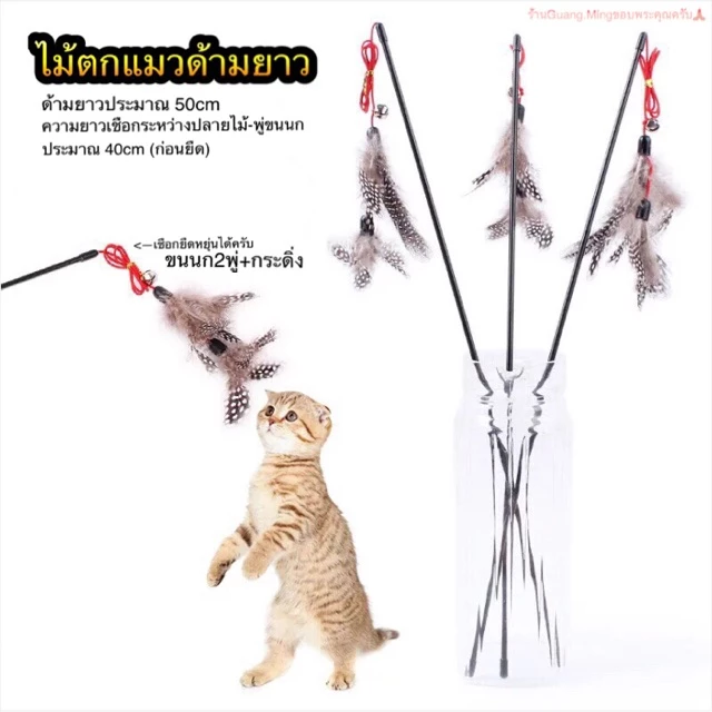ของเล่นแมว ไม้ตกแมว ไม้ตกแมวด้ามยาว ขน2ชั้น(🇹🇭พร้อมส่ง📦)