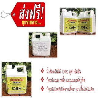 น้ำส้มควันไม้บ้านยี่สาร น้ำส้มควันไม้ 100% สูตรเข้มข้น (บรรจุแกลลอน 1 ลิตร) ป้องกัน มด เพลี้ย แมลงศัตรูพืช ป้องกันโรค