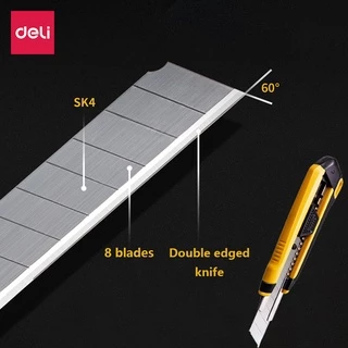 Deli คัตเตอร์ คัตเตอร์เหล็กเล็ก มีดคัตเตอร์ 18mm คัตเตอร์ด้ามแสตนเลส มีดคัตเตอร์ คุณภาพสูง Cutter