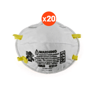 3เอ็ม หน้ากากป้องกันฝุ่น ละออง มาตรฐาน N95 รุ่น 8210 3M Particulate Respirator, 8210 , N95 บรรจุ 20 ชิ้น