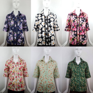 เสื้อคอปกเชิ้ตลายดอก set 4 แบรนด์พิ้งบูติค ซักสีไม่ซีดใช้งานได้นาน