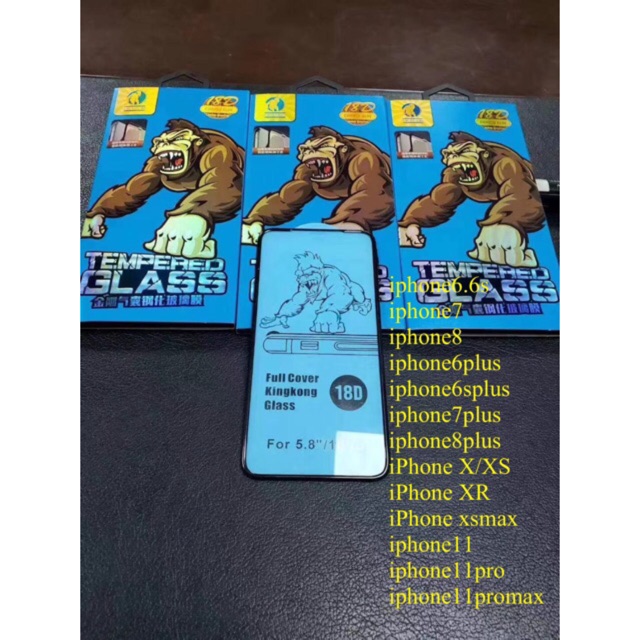 ฟิล์มกระจกนิรภัยกันรอยหน้าจอ แบบเต็มจอ 18D kingkongสำหรับ iPhone11ProMax i6i7i8 7Plus 6 6sPlus XSMAX