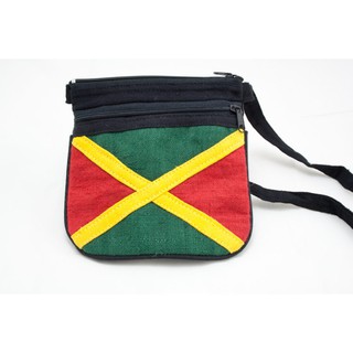 สินค้าราสต้า Bag Jamaica Flag Shoulder Zip กระเป๋าราสต้าสไตล์ธงชาติจาไมก้า ใส่ของได้ 2 ช่อง ขนาด 6×6 นิ้ว