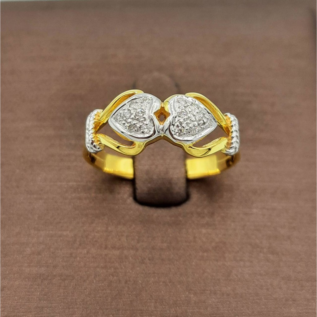 SK Jewelry แหวนเพชรแท้หัวใจคู่ ทองแท้ 9K
