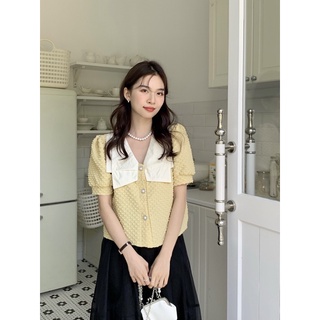 พร้อมส่ง✨🧳🪄Tammie ribbon shirt เสื้อเชิ้ตแขนสั้นแต่งปกโบว์ กระดุมมุข มี2สี