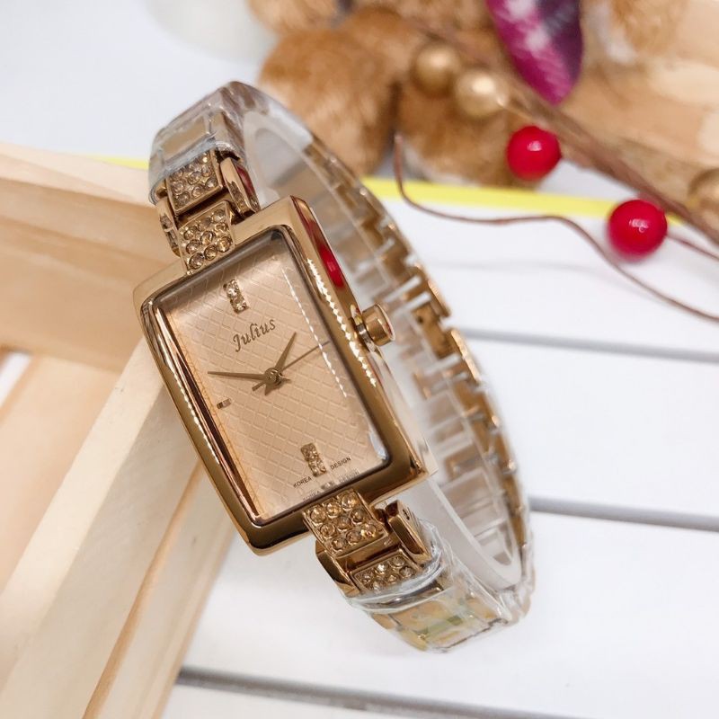 Julius นาฬิกาแฟชั่นเกาหลีของแท้ 💯% ประกันศูนย์ไทย นาฬิกาข้อมือผู้หญิง สายสแตนเลส รุ่น Ja-640