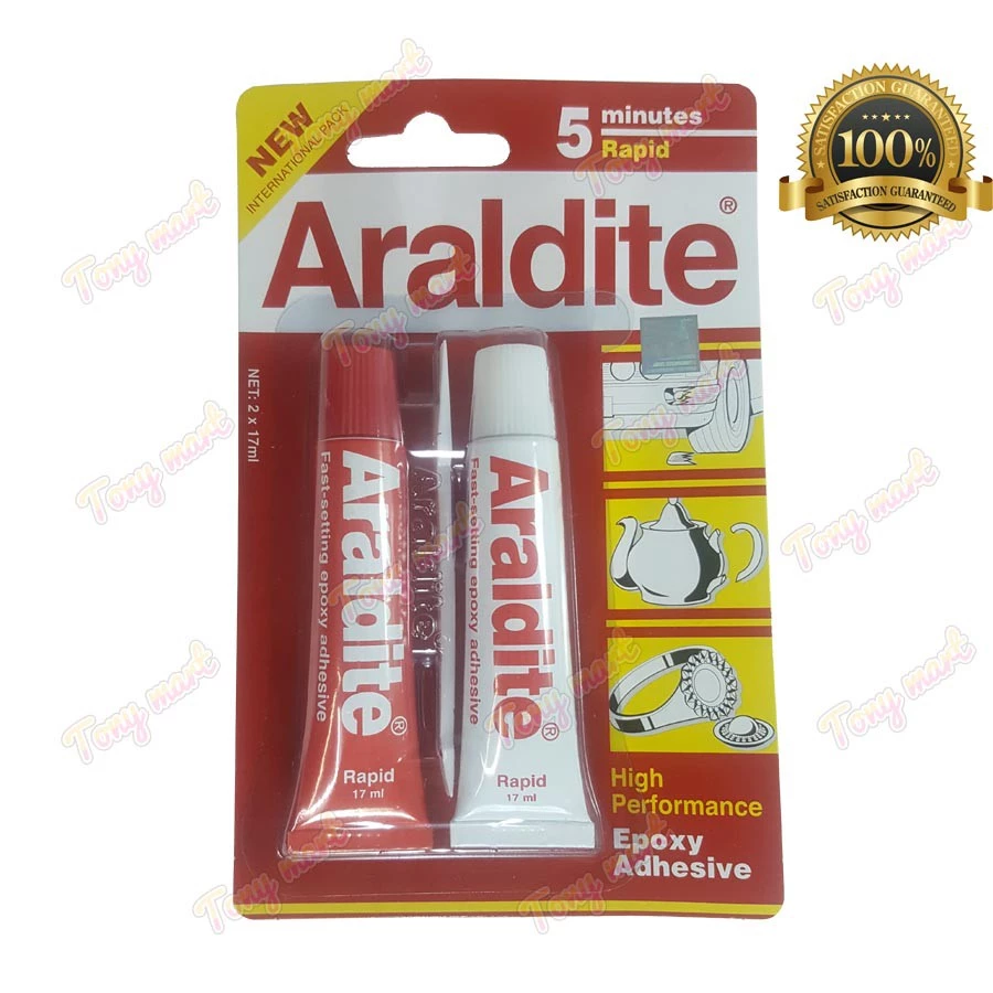 Araldite กาวอีพ็อกซี่เอนกประสงค์ Rapid แผงสีแดง เนื้อสีใส แห้งเร็ว 5นาที