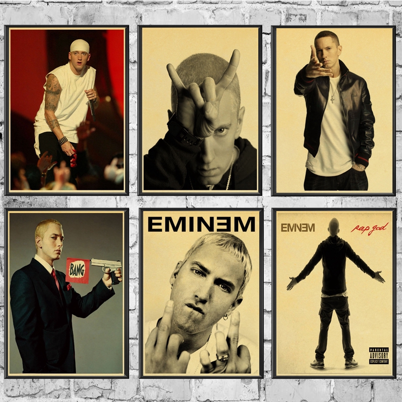 Vintage นักร้อง Eminem โปสเตอร์คุณภาพดีภาพวาด RetroPoster กระดาษคราฟท์สําหรับ Home Bar Wall Decor/โป