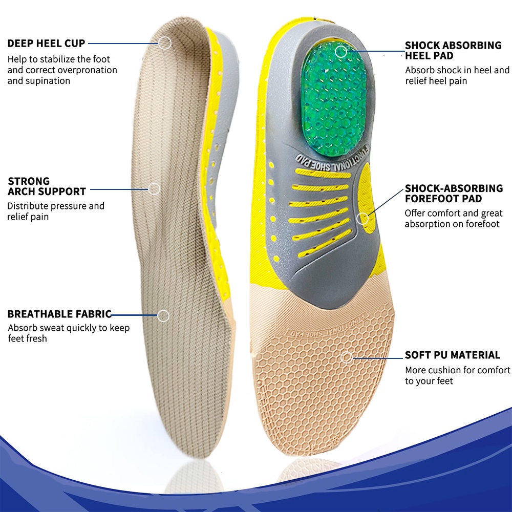 1 คู่กีฬาศัลยกรรมกระดูก Insoles สําหรับเท้าแบน Arch สนับสนุนแทรกใช้สําหรับกีฬาวิ่ง