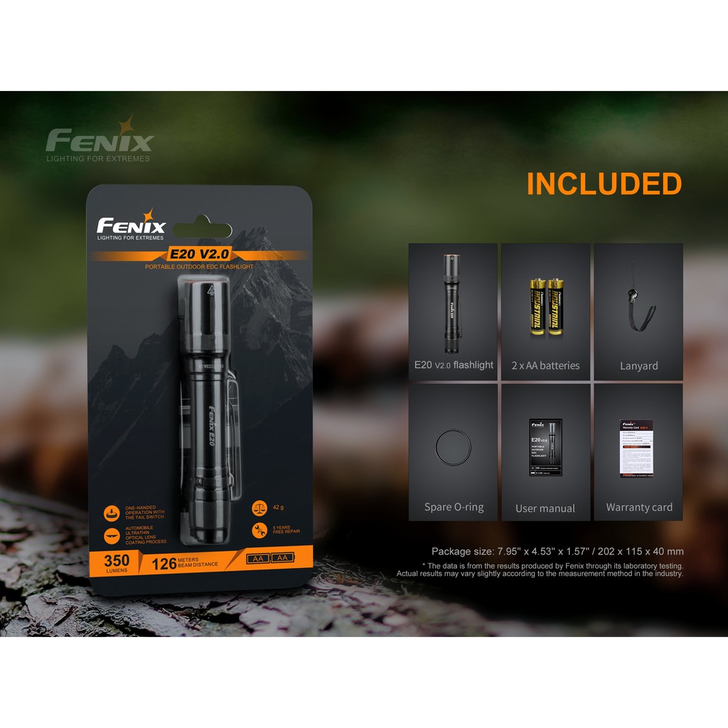 ไฟฉาย Fenix  E20 V2 350LM สินค้าตัวแทนในไทยประกัน สามปี