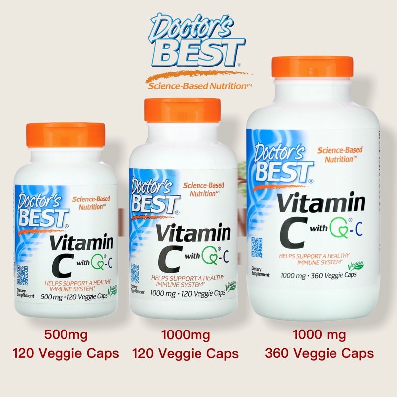 ✅พร้อมส่ง (มีโค้ดลด)☀️วิตามินซี Doctor's Best, Vitamin C with Quali-C, 500 mg &amp; 1000 mg, 120 Veggie Caps