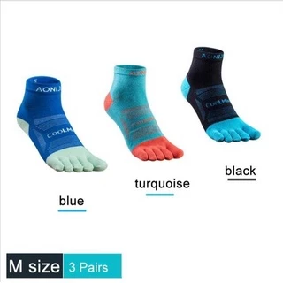 Set 3 คู่ !! AONIJIE five fingers Socks E4802 ถุงเท้าแยกนิ้วขอยาวเหนือตุ่ม ผลิตจากเส้นใยสังเคราะห์ Coolmax ของแท้ 100%