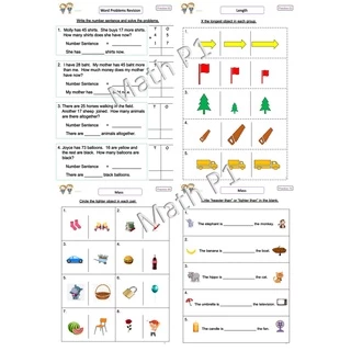 ใบงาน Mathematics ป.1 EP/MEP/MSEP | ครบ 2 เทอม พิมพ์สีทั้งเล่ม 117 หน้า พร้อมแบบฝึกหัด+เฉลย