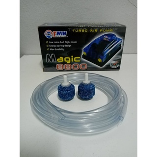 Air Pump set ปั้มลม 2 ทาง MAGIC 8800 ปั้มอ๊อกซิเจน สำหรับเลี้ยงกุ้ง ปลา คุณภาพดี อุปกรณ์ครบชุด