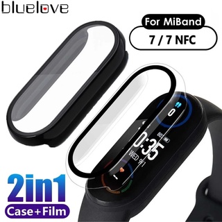 ฟิล์ม 3D + เคส สําหรับ Xiaomi Mi Band 7 NFC / ฝาครอบเต็มรูปแบบ ป้องกันรอยขีดข่วน ป้องกันหน้าจอ กันชน โดยรวม สําหรับ Xiaomi Mi Band 7NFC