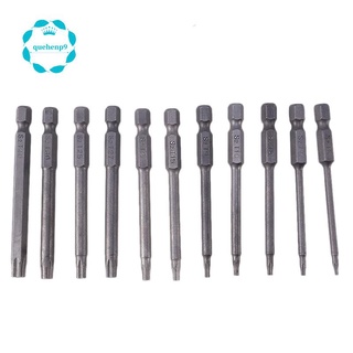 11Pcs 75Mm Magnetic S2 Steel Screwdriver Bits Hex Torx Head T6/T7/T8/T9/T10/T15/T20/T25/T27/T30/T40