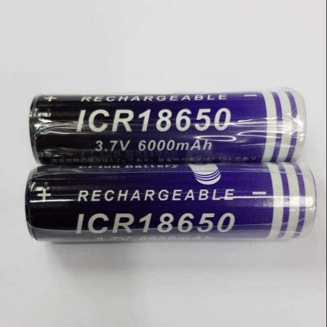 ถ่านชาร์จ ICR 18650 3.7V 6000mAh 2 ก้อน