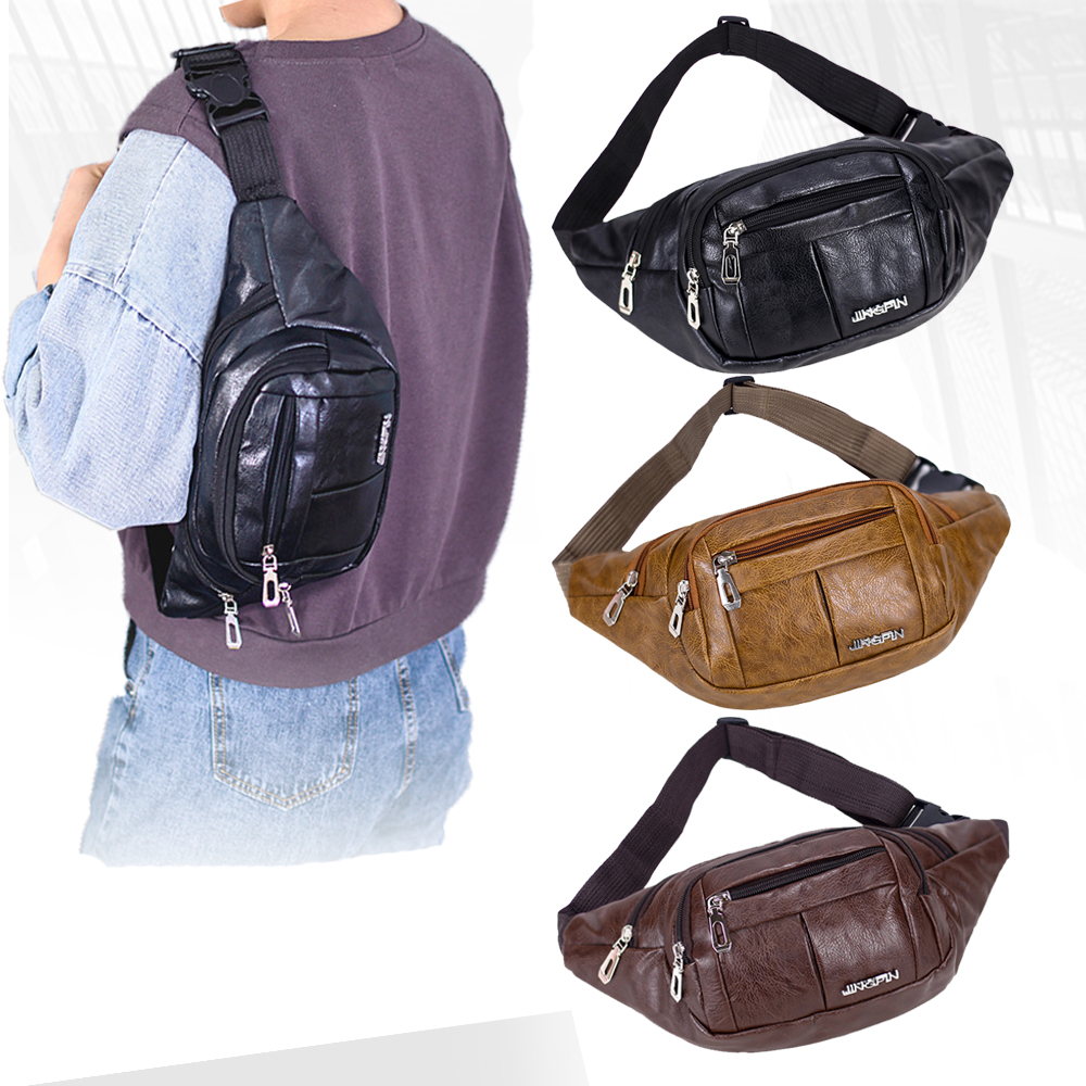 (w114)กระเป๋าคาดเอวจุของได้เยอะ 4ช่องซิป ทรงเท่ bagdance