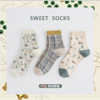 🧦ถุงเท้าข้อกลาง ราคาถูก ถุงเท้าหนา  ถุงเท้าลายกระต่าย  collection Rabbit Autumn 2 🚚ส่งไวจากไทย