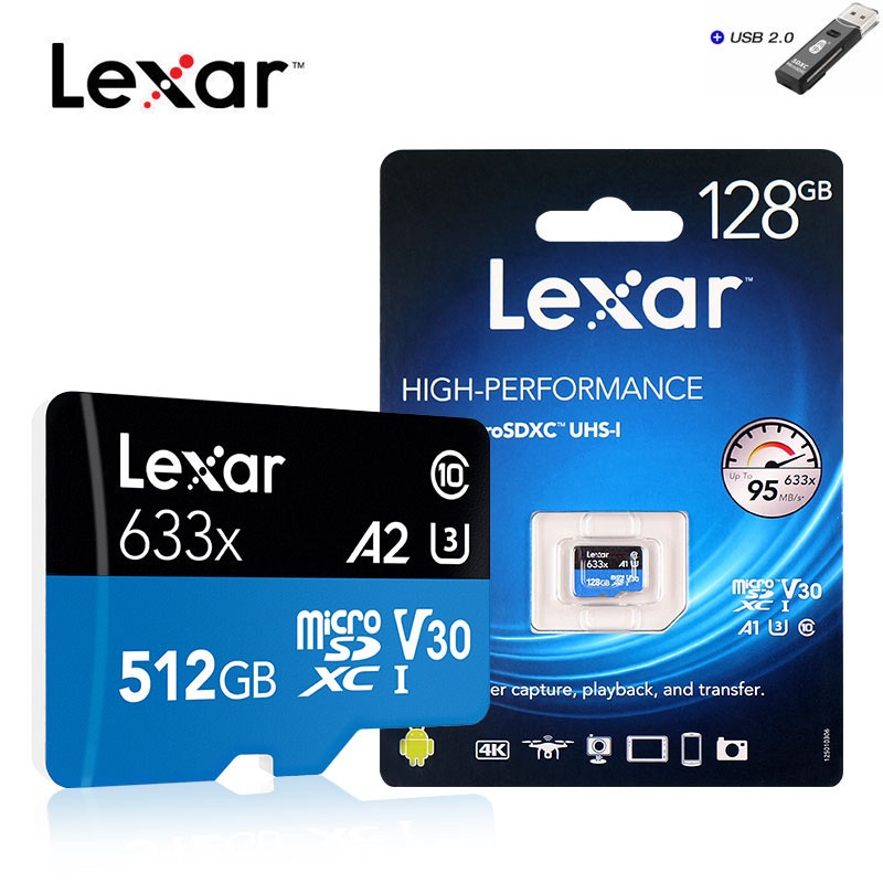 Lexar 128GB Micro SD 32GB Memory Card 64GB 256GB 512GB Class 10 U1 U3 A2 cartao de memoria TF Flash micro sd mini Card