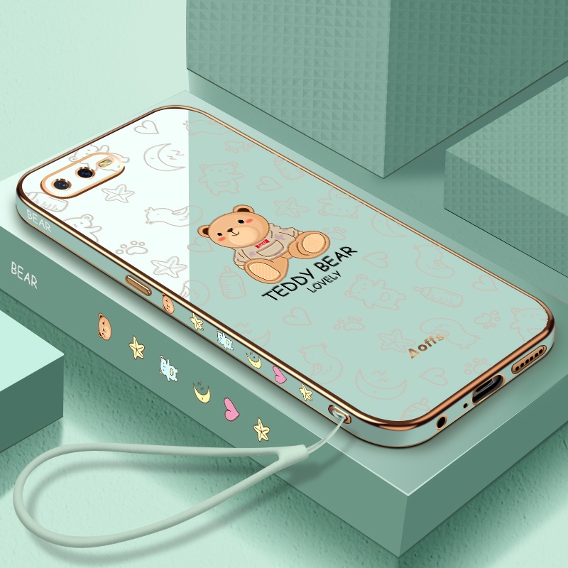 ใหม่ เคสโทรศัพท์มือถือ ขอบตรง กันลื่น ลายตุ๊กตาหมีน่ารัก พร้อมสายคล้อง สําหรับ iphone 13 13 pro 13 pro max 13 mini xr xs max
