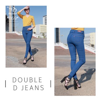 Double Jeans | กางเกงขาเดฟ สีฟ้า ทรงสวย เก็บทรง เอวสูง ( Blue jeans pants )