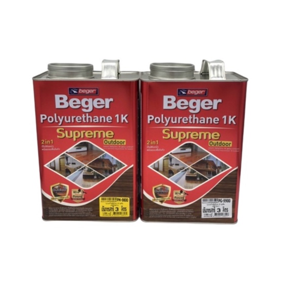 สีย้อมพื้นไม้เบเยอร์ โพลียูรีเทน 1K สำหรับทาไม้กลางแจ้ง เบเยอร์ ยูรีเทน ซูพรีม 2in1 PM-9800 PG-9900 