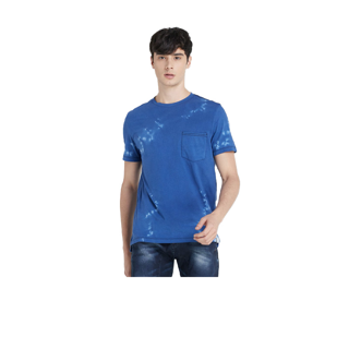 DAVIE JONES เสื้อยืดมัดย้อม พิมพ์ลาย สีน้ำเงิน สีเขียว Tie-Dye Print T-Shirt in blue green WA0070BL GR