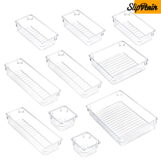 SLIPRAIN 🌹10Pcs Multifunctional Clear Desk Drawer Organizer Tray Dividers