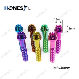 Honesti22 Titanium Alloy M8×40mm 13D, 8H Size Colored Tappered Head With 6 CNC Grooves